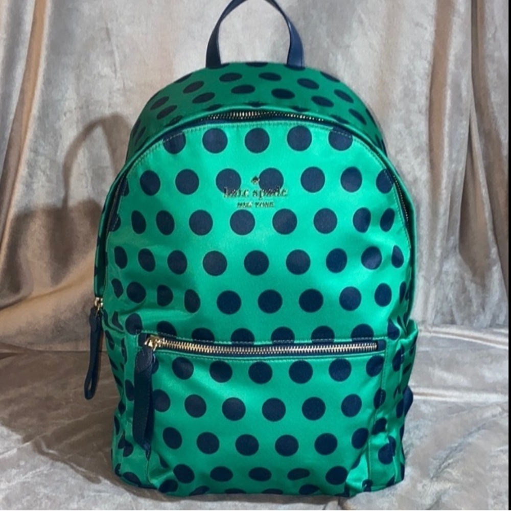 ♠️ Kate Spade Chelsea Teal and Navy Polka Dot Backpack